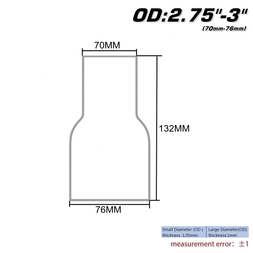 OD 70-76MM OD: " 2,25" 2,7" 3" 3," универсальная выхлопная труба для компонентного адаптера редуктора EP-BJ - Цвет: OD 70-76MM
