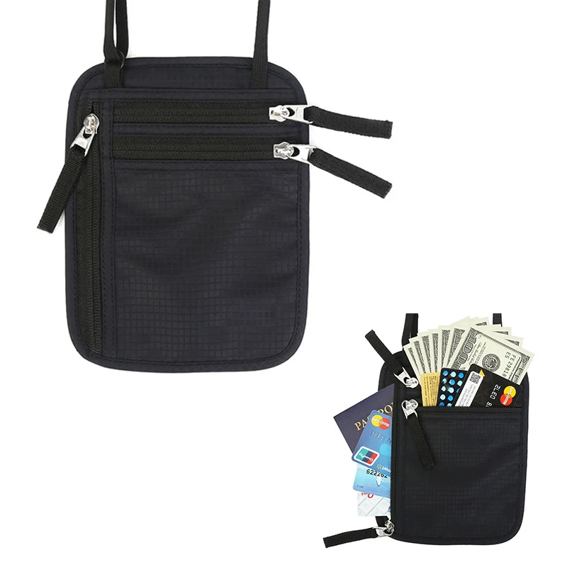 Дорожный шейный чехол держатель для паспорта RFID блокирующий кошелек потайные