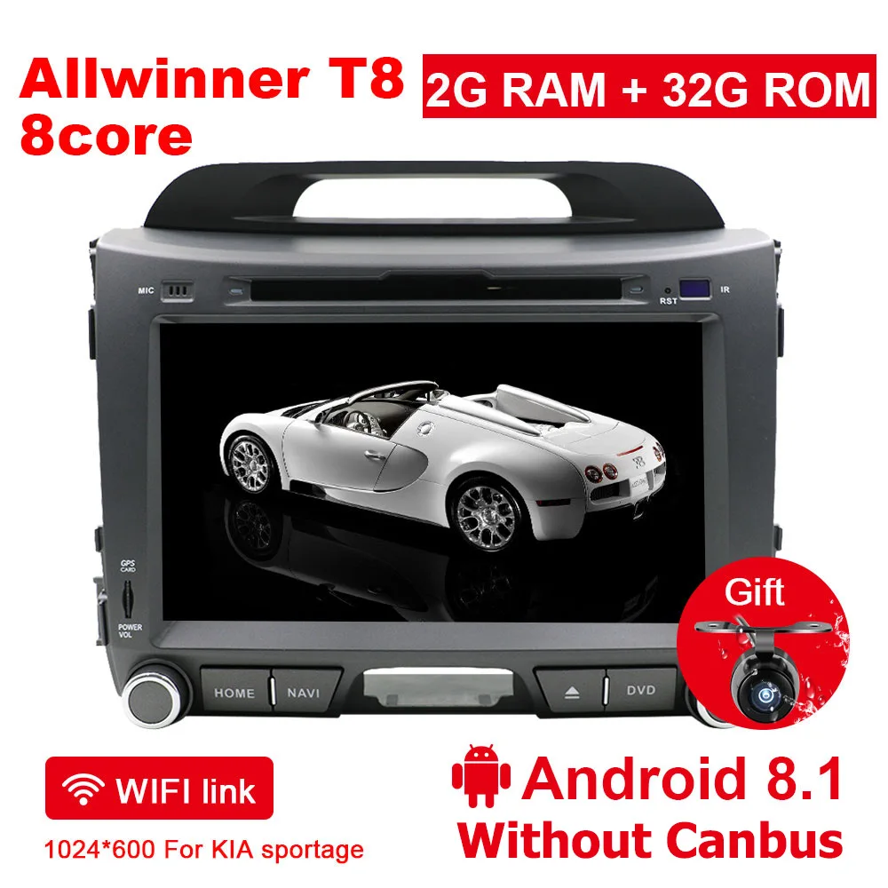 Eunavi 2 din Android 8,1 Автомобильный dvd радио плеер для KIA sportage 2011 2012 2013 автомобильный ПК головное устройство gps navi Стерео wifi - Цвет: 2G 32G NO Canbus