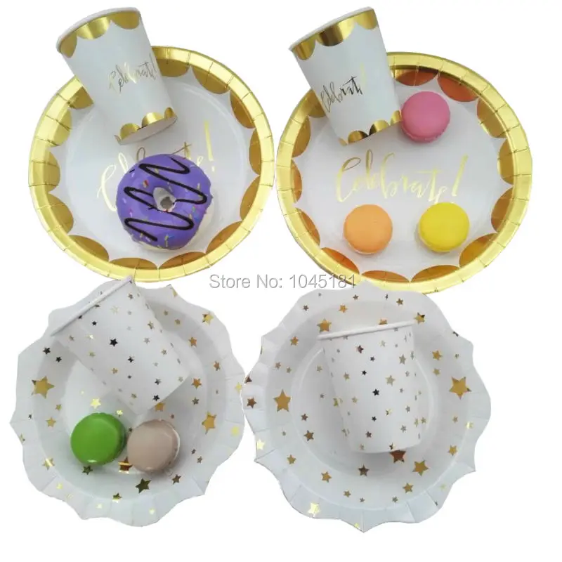 Золотые и белые вечерние украшения десертный стол торт листовая бумага чашки