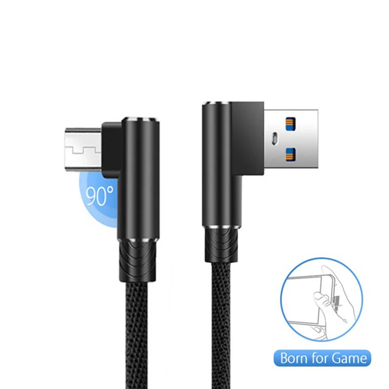 Кабель Micro Usb с прямым углом 90 градусов длиной 1 м 2 3 провод для зарядки кабель