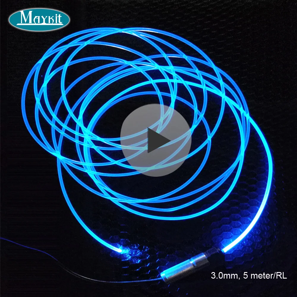 

Maykit 5 meter 3.0mm Transparent Solid Side Glow Fiber Optic Cable For Car Light and home decoration