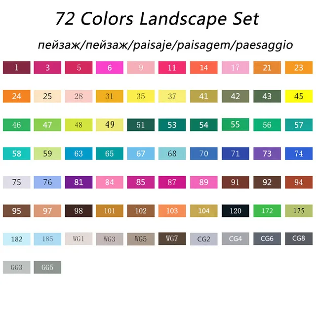 72 Landscape Design TOUCHNEW 80 цветов Эскиз Маркер двуглавый алкоголь жирный знак студентов Дизайн Ручная роспись искусство маркер школьные принадлежности - Цвет: 72 Landscape Design