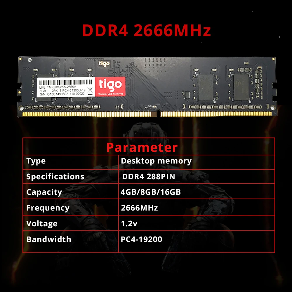 Tigo ddr4 2666 Мhz оперативная память для Компьютера Памяти 4GB 8GB 16GB 2400mhz UDIMM для настольных ПК