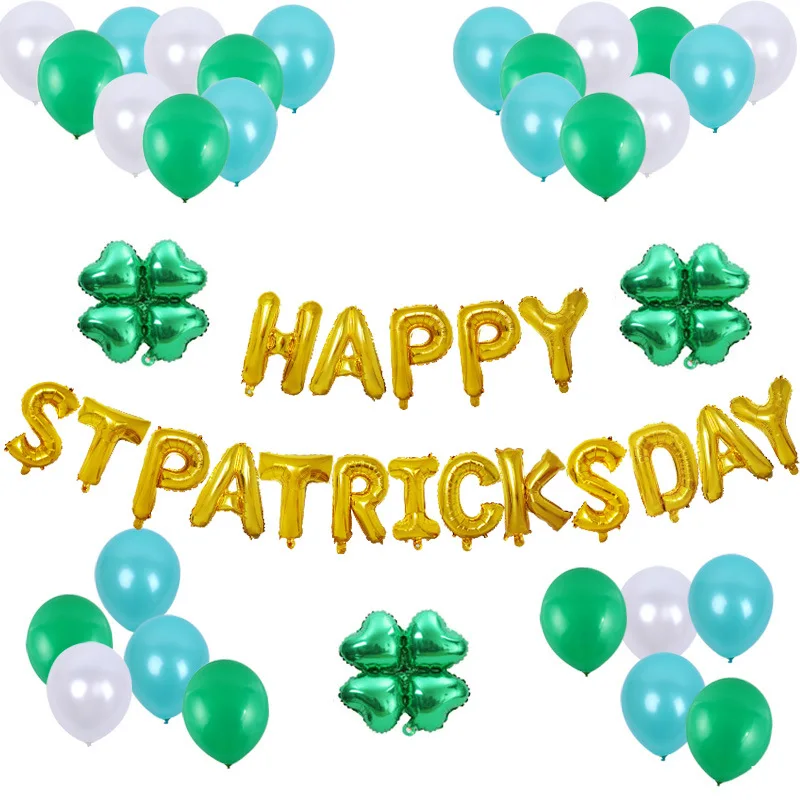 

16-inch Irish Festival St. Patrick's Day Happy Letter Tetrafolia Aluminum Film Balloon Combination Party Decoration