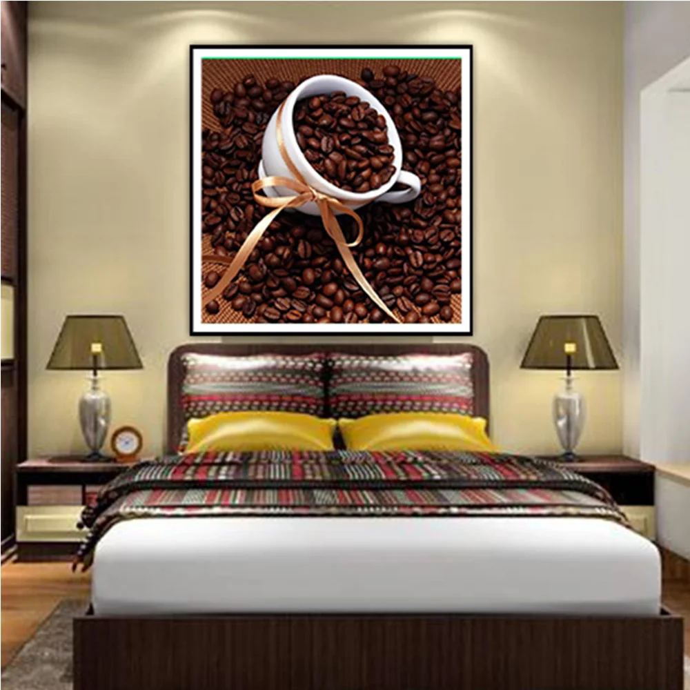 Кофейные и чашки фото вышивка сделай сам Алмазный рисунок гостиная украшение с