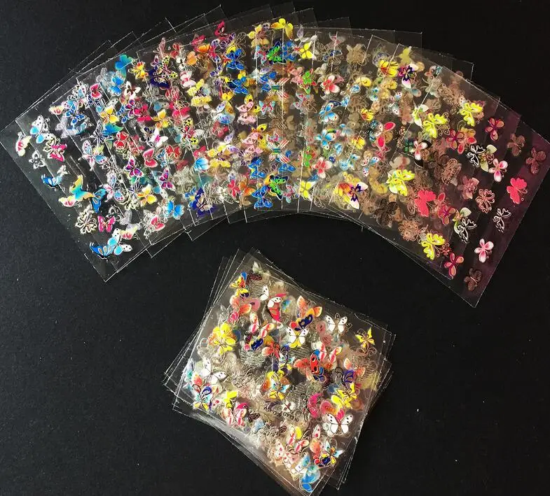 24pcs/lot Colorful butterfly Design 3d Beauty Sticker for Nails Decal Decorations Manicure Tips Beauty Nail Art Sticker