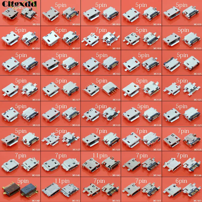 Cltgxdd 40 моделей шт. 5pin 7pin микро USB разъем для зарядки Samsung Huawei Lenovo HTC Nokia планшетного