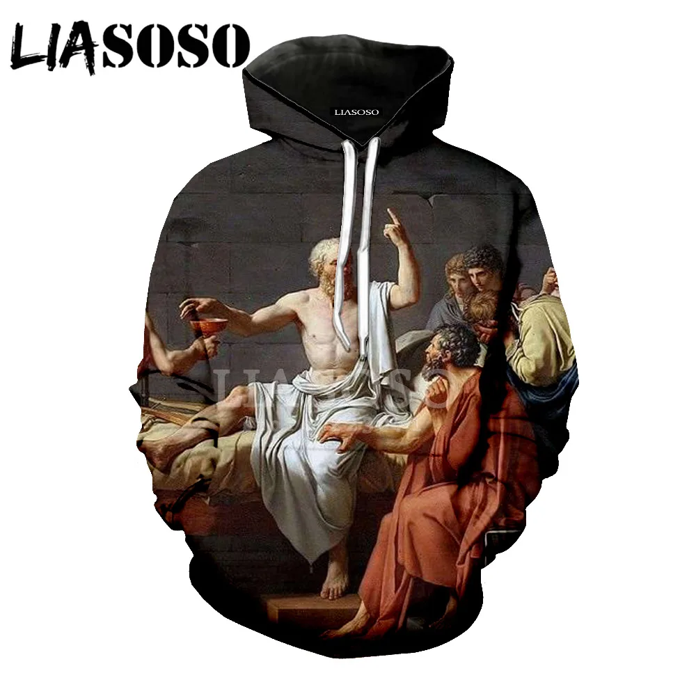 LIASOSO David Michelangelo Printed statue print Fun Harajuku tshirt Socrates Plato Napoleone Blessed Virgin lo17 | Мужская одежда