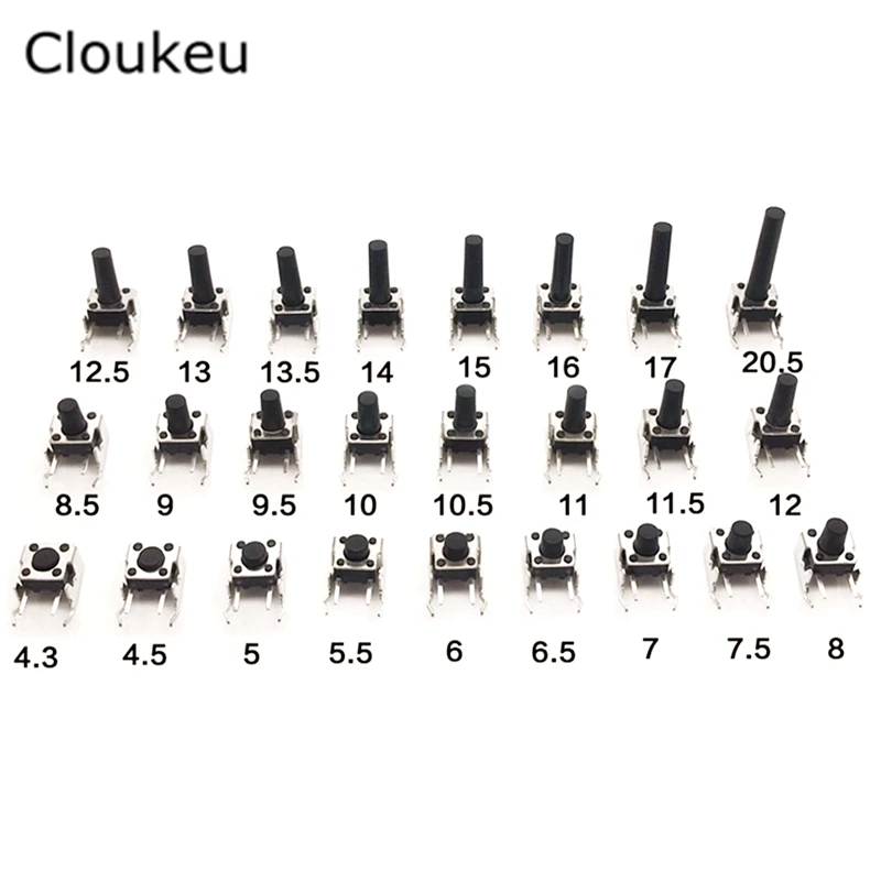 

20Pcs 6*6*17MM With bracket Side 2Pin Touch switch 6x6x17 Micro button switch