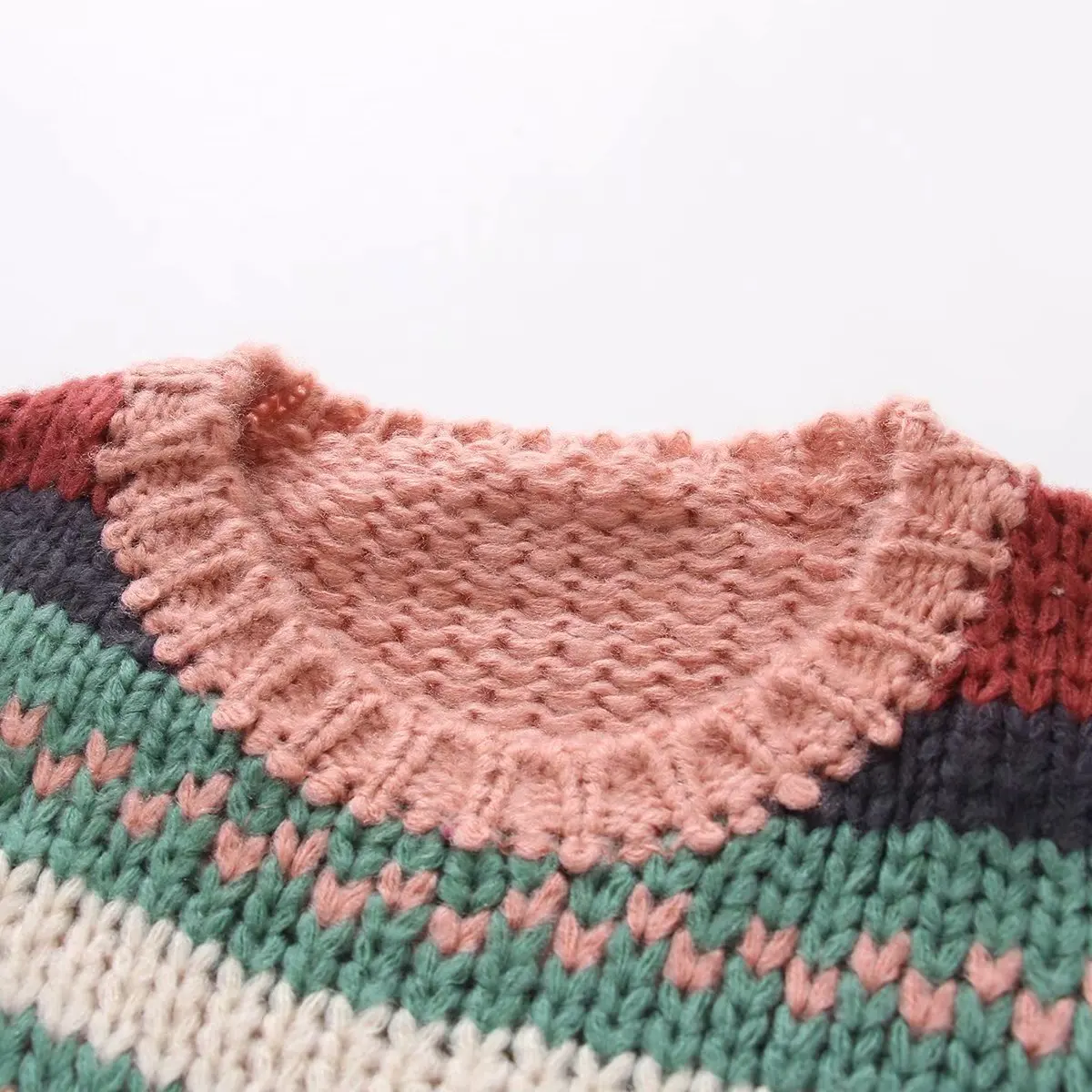 2019 Autumn/Winter New Loose Coarse Lazy Wind Sweater Female Thickened Color Striped Rainbow Women Pullovers | Женская одежда