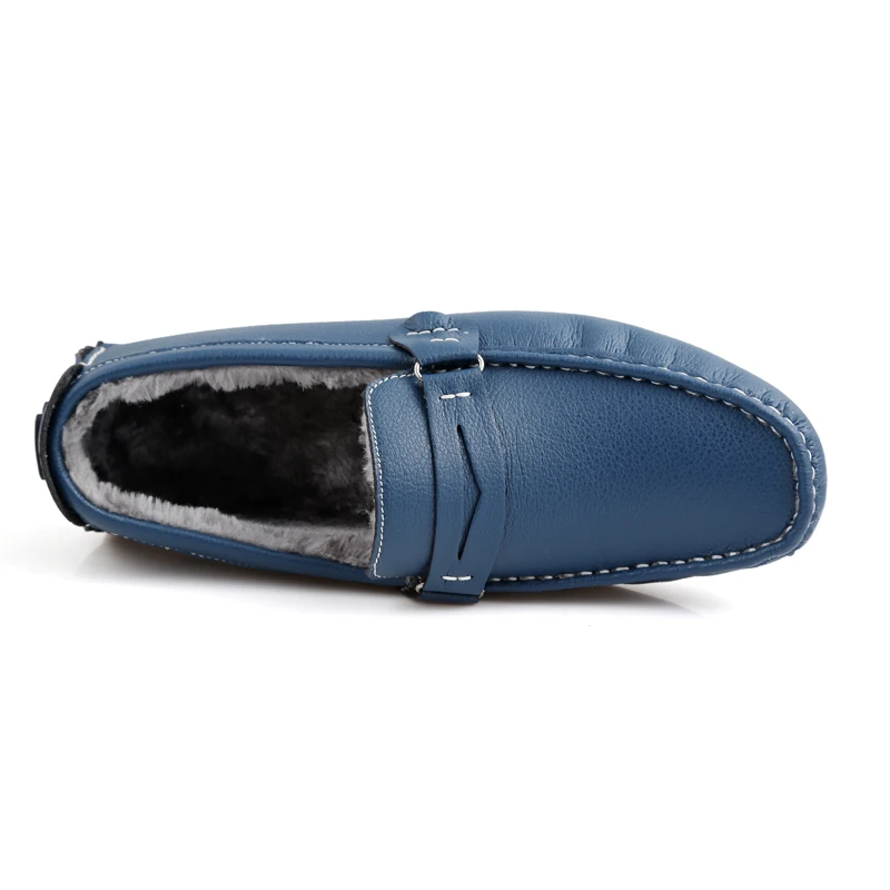 Big Size 38-47 Men Casual Leather Shoes Fashion Top Quality Driving Moccasins Slip on Loafers Men's Flat Plus Velvet Warm | Обувь