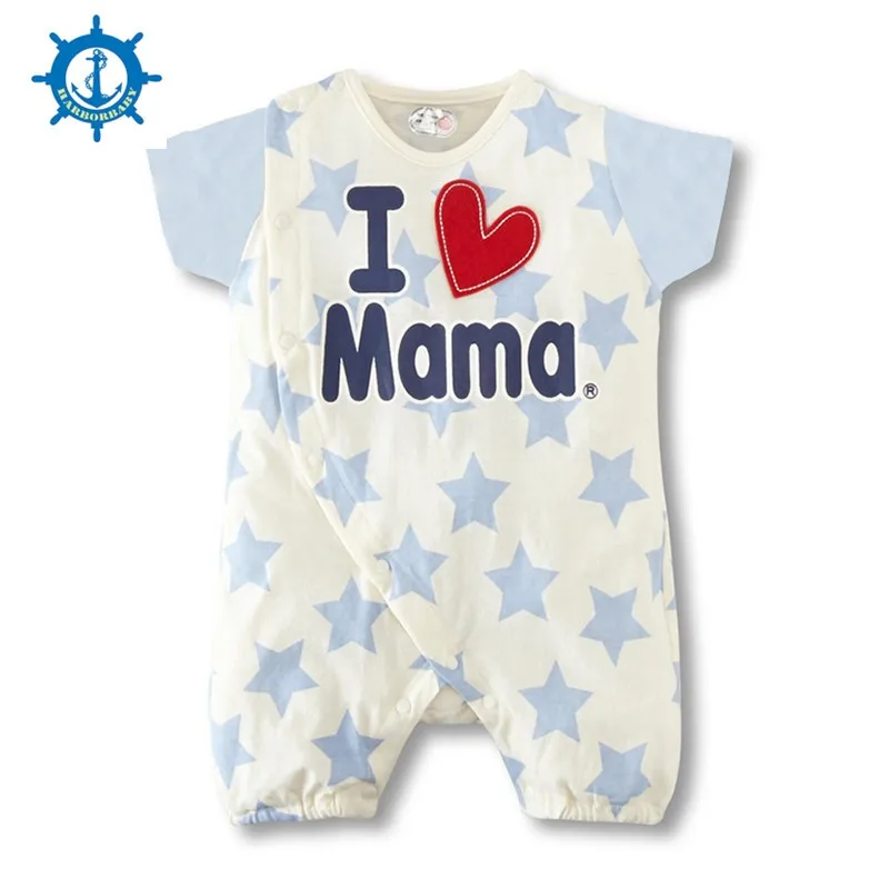 Summer Style Baby Rompers 100% Cotton 2Styles Cute Dot Printing Love Mum&ampDad Boys Newborn Pajamas 1pcs HB055 |
