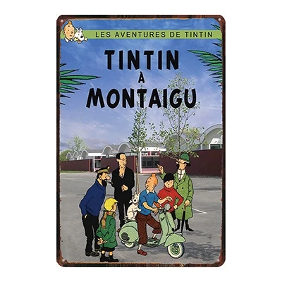 Tintin мультфильм жестяная вывеска металлическая пластина железная живопись детская комната настенный бар кофе Home Art Craft Decor 30X20 см DU-2193 - Цвет: DU2203