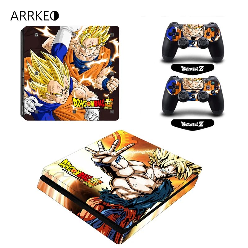 ARRKEO Dragon Ball Super Saiyan Vinyl Decal PS4 Slim Skin Sticker for PlayStation 4 Console 2Pcs Controllers LED Light Bar | Электроника