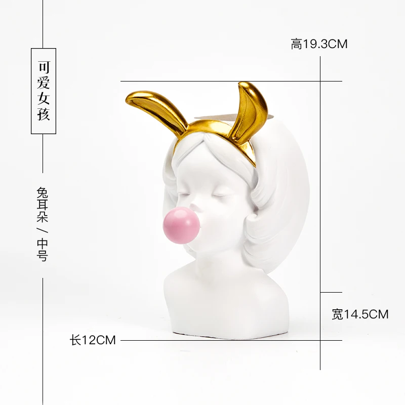 

Creative Nordic style Resin vase Cute girl bubble gum Decorative flower pot modern lovely Art decoration Flower arrangement
