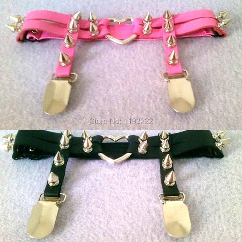 Подвязки с двойными шипами в стиле панк Goth Bullet подвязка сердцем и металлическими