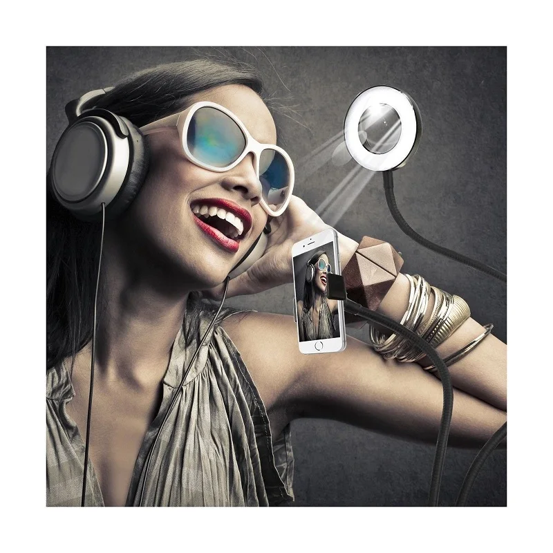 Световое кольцо для селфи LED лампа универсальная с гибким держателем телефона