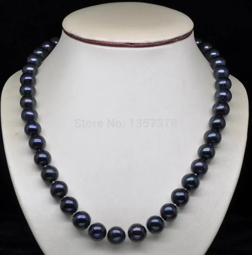 

Благородное огромное ожерелье 10-11 мм с черным жемчугом класса АА, Золотая застежка