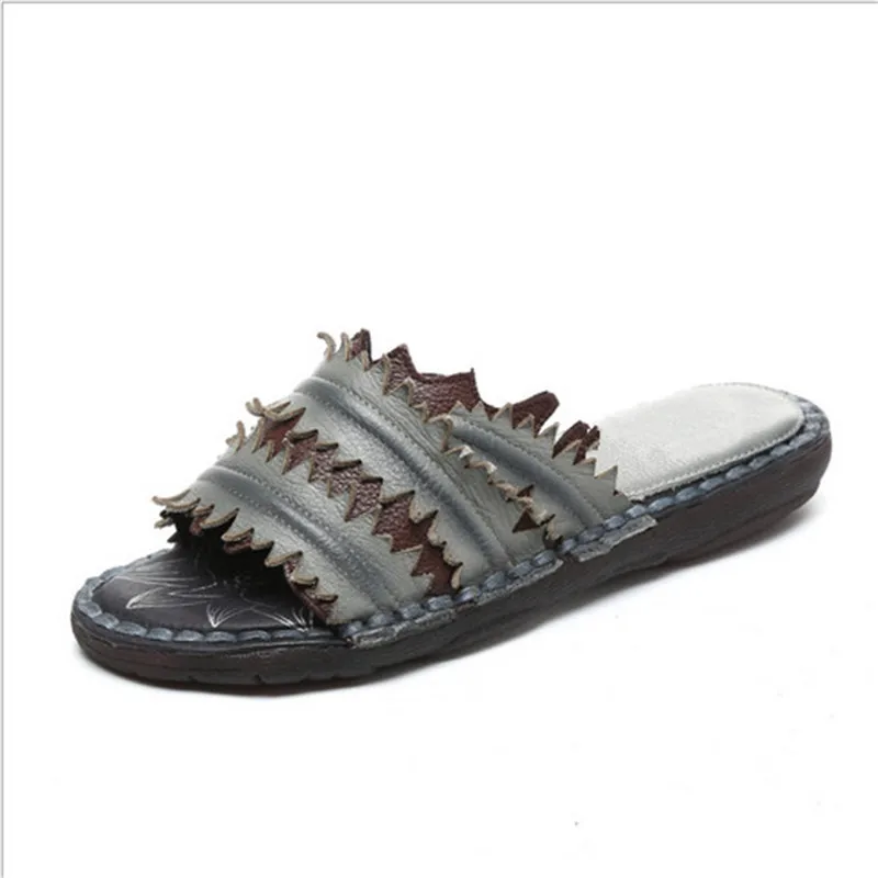 Винтажные 2017 г. Летние женские сандалии ретро ветер с натуральным лицевым