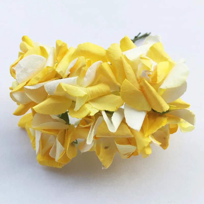72pcs 3 см Искусственный Мини из тутовой бумаги роза цветы для скрапбукинга