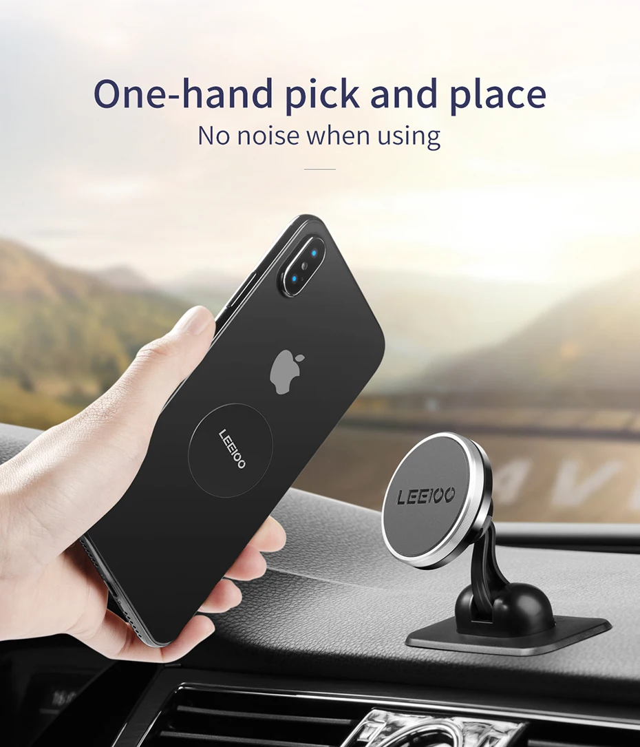 LEEIOO магнитный автомобильный держатель для телефона для iPhone 7 8 xiaomi универсальное магнитное крепление вращающаяся подставка для мобильного телефона Поддержка в автомобиле