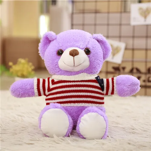 purple-Sweater 1 шт. 30 см Kawaii плюшевый мишка, мягкая плюшевая кукла, милый медведь, кукла, игрушка, плюшевый мишка, игрушка для детей, подарок на день рождения - Цвет: purple-Sweater