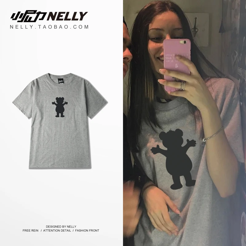 NELLY Новинка лета 2019 футболка с коротким рукавом и принтом медведя хип-хоп Дикий