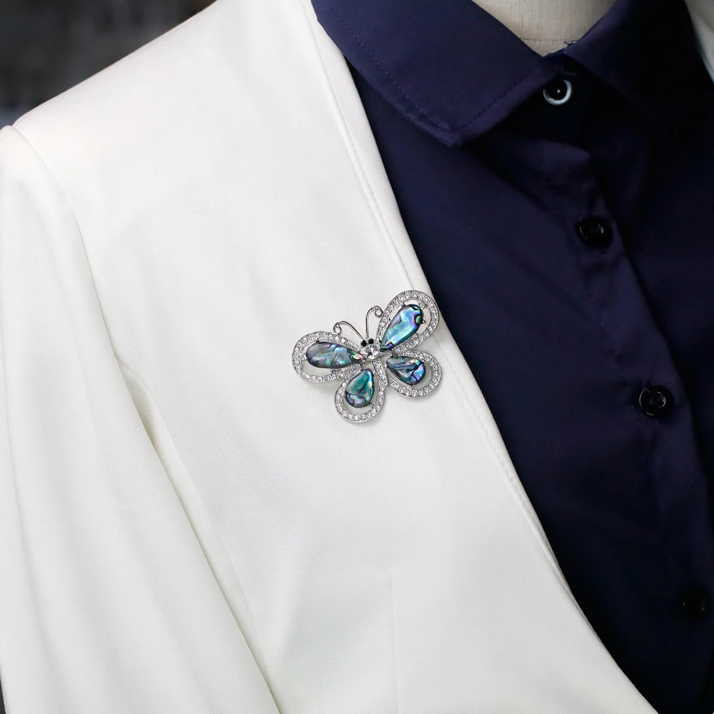 BR0-0292 Wholesale Retail Fashion Elegant Chic Alloy Shell Rhinestone Butterfly Brooch | Украшения и аксессуары