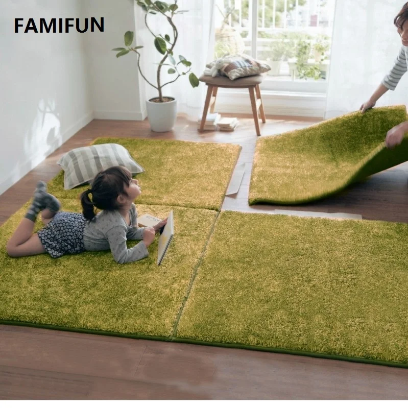 

FAMIFUN Super Soft Long Shaggy Fuzzy Rugs Living Room Bedroom Splicing Carpets Children Crawling Mat 100*100cm Oversized Carpet