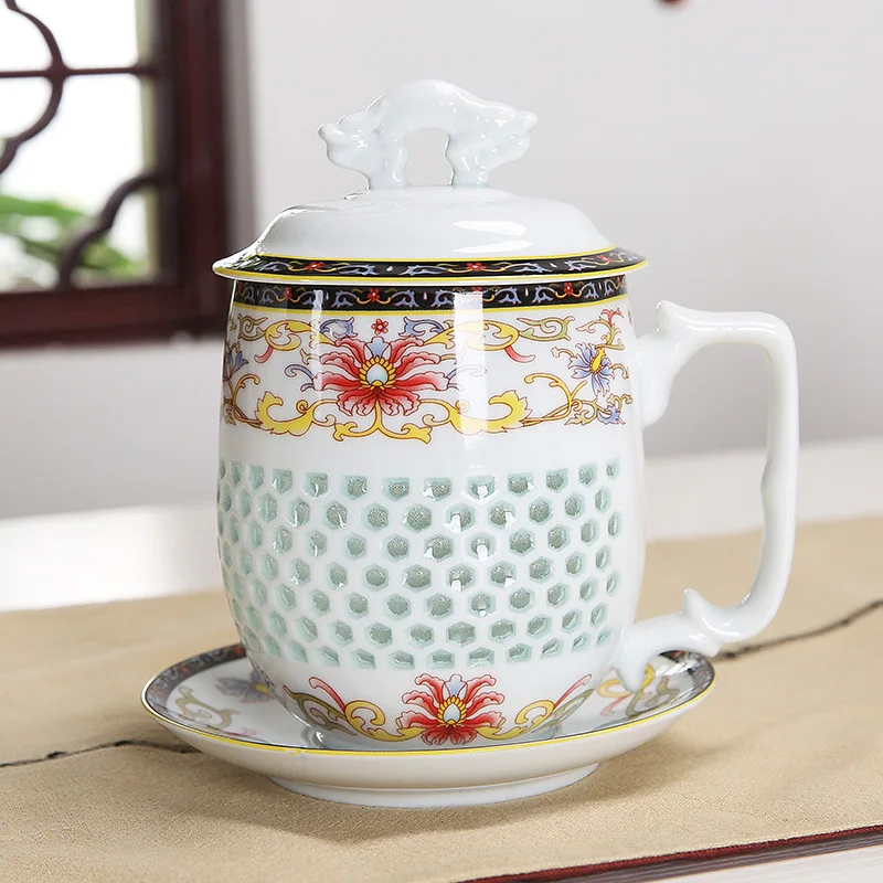 450 мл Цзиндэчжэнь полый сотовый стеклянный керамический фарфоровый чайный