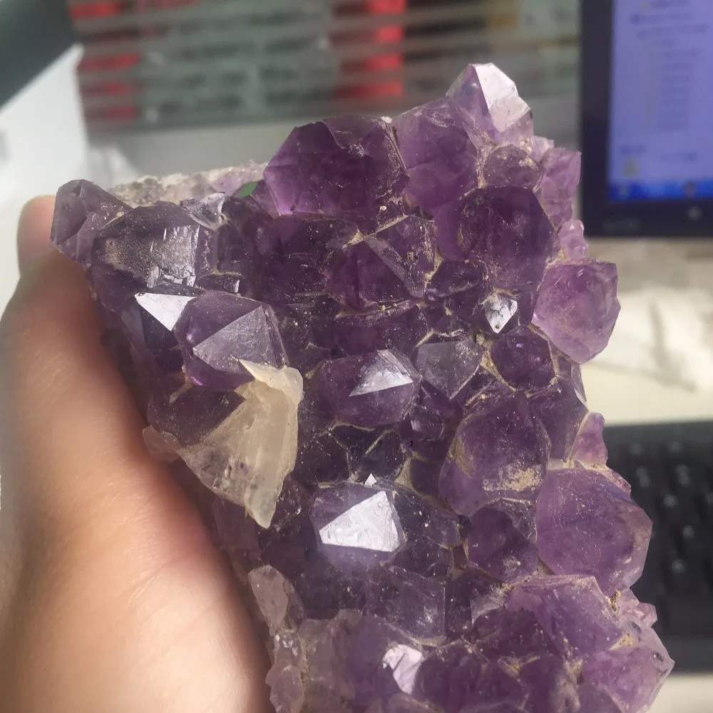 442 г натуральный Purply аметистовый геодезический образец кристаллы продукты оптом