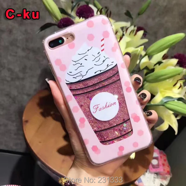 Чехол C-ku из мягкого ТПУ с жидким зыбучим песком и блестками для Iphone 7 PLUS 7plus 6 S