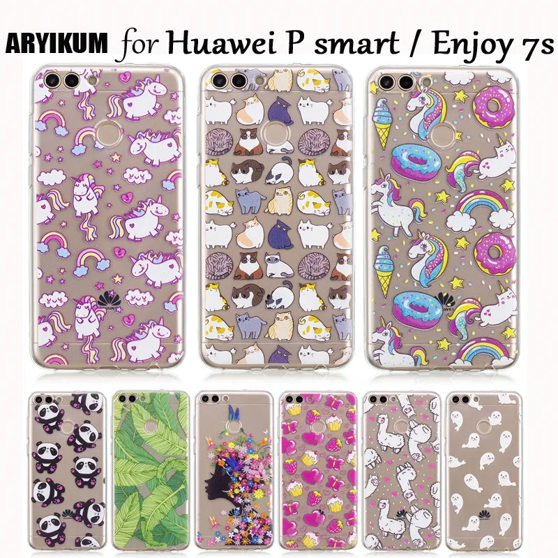 Для huawei P Smart Мягкие силиконовые мультфильм окрашен Крышка для Psmart чехол