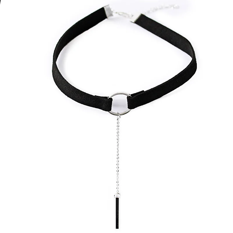 Короткий браслет с серебряным покрытием Золотая цепочка черный кожаный широкий