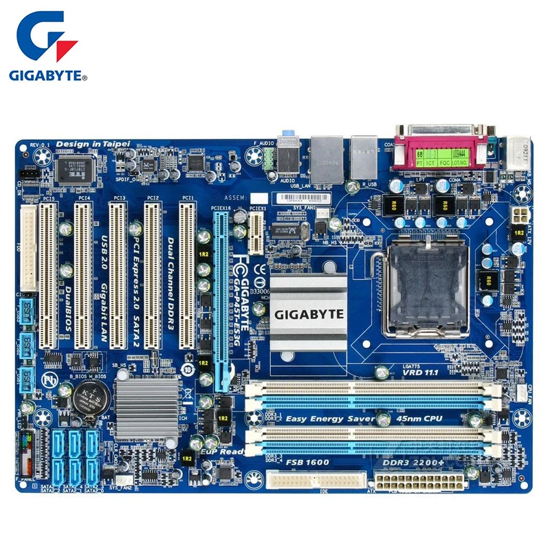 Gigabyte GA-P45T-ES3G Motherboard For Intel P45 DDR3 USB2.0 16GB LGA 775 P45T ES3G Desktop Mainboard Systemboard Used SATA II