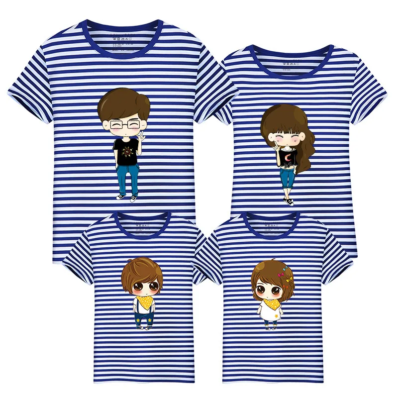

Family Matching Outfit Summer Short Sleeve T Shirt Top Clothes Cotton Casual Cartoon Mother Father Son daughter Dresses LD10012