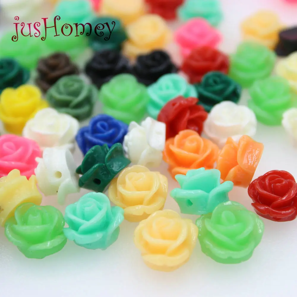 Набор из 100 шт. смешанные цвета мини цветок розы смолы с плоским основанием