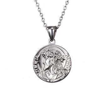 Silver Jesus Модный золотой цвет и цвет серебра талисман Иисус, Дева Мария религия монета кулон ожерелье ювелирные изделия для мужчин и женщин Подарки - Окраска металла: Silver Jesus