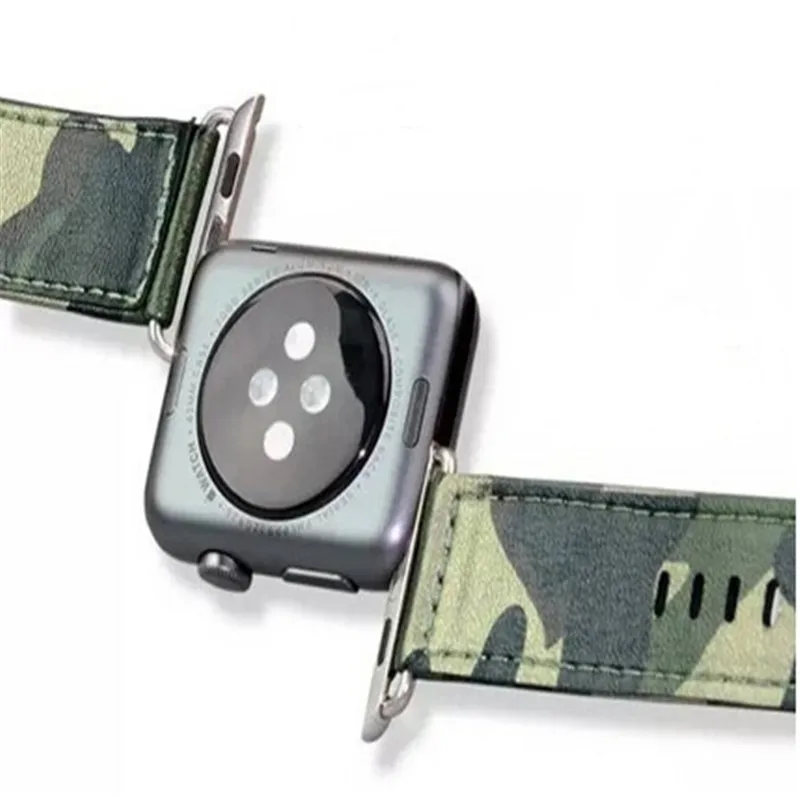 Камуфляжный ремешок из натуральной кожи для Apple Watch темно синяя армейская военно