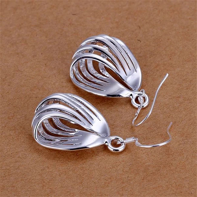 Гофрированные серьги с пятью линиями красивые серебряные оптовая продажа