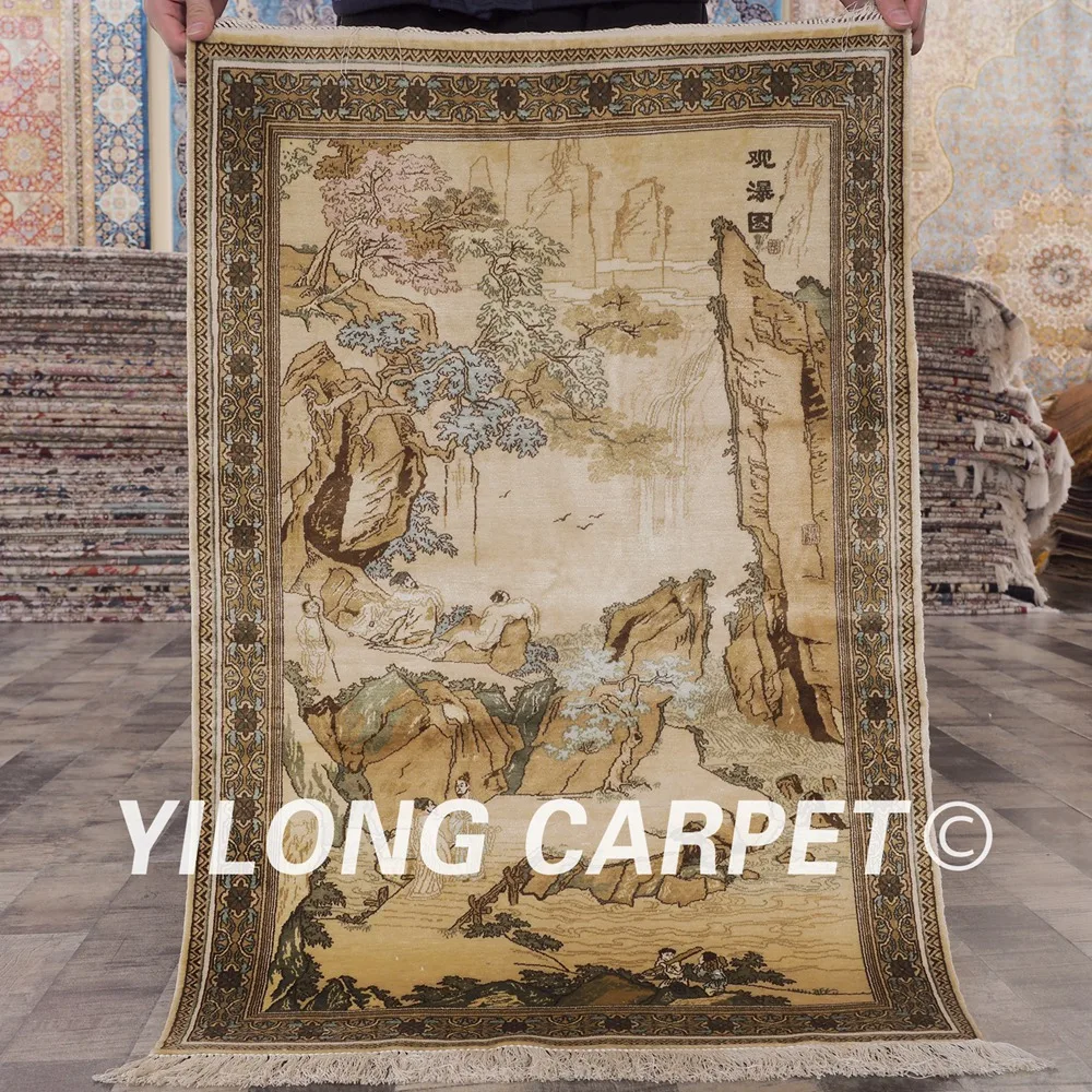 

Yilong 2'x3' 400 линия восточные шелковые ковры традиционный водопад пейзаж ручной работы художественная коллекция ковров (LH962H2x3)