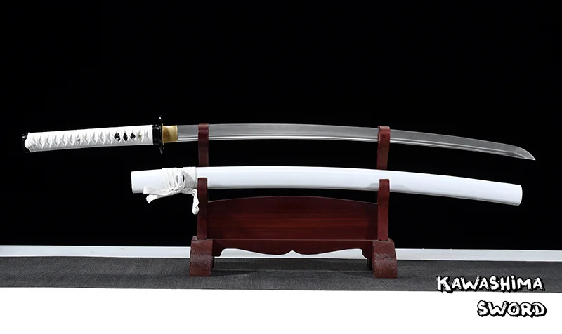 Real Katana T10 Steel Clay Tempered Handmade Samurai Sword Full Tang For Sale Ready For Cutting Bamboo-New Arrival-White