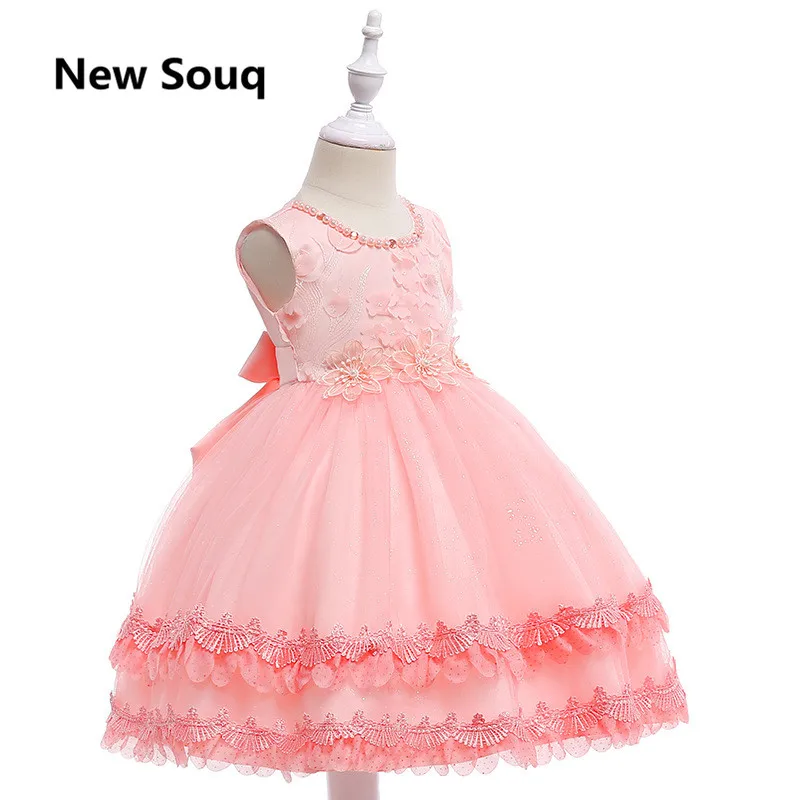 Милые розовые платья трапециевидной формы с цветочным узором для девочек