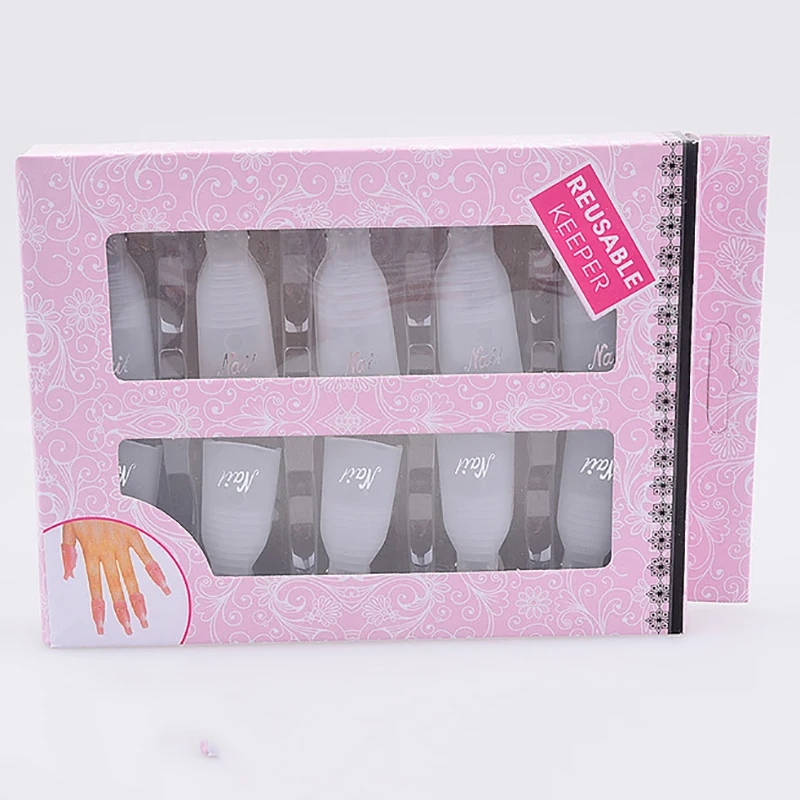 

10pcs Reusable Plastic Nail Polish Remover tool Aid Clip Wrap soak off cap Fluid For Removal of Varnish Fixing cap cleaner kit
