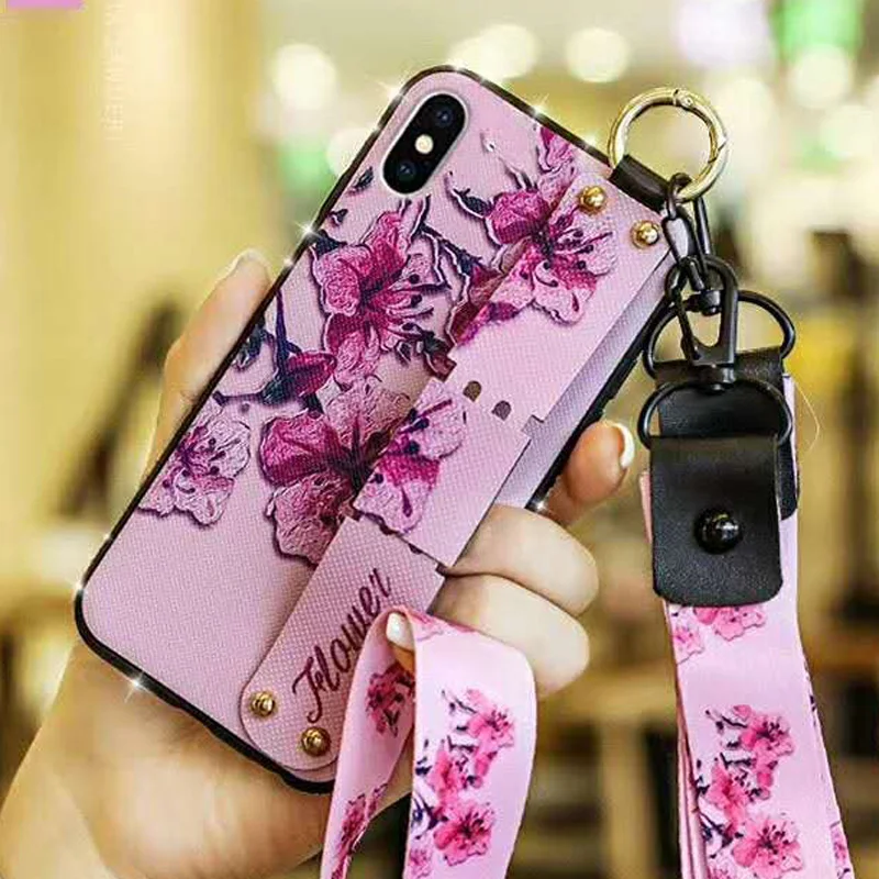 Sunjolly роскошный чехол с ремешком подставка Rhinstone синяя Роза для телефона coque iPhone X XS