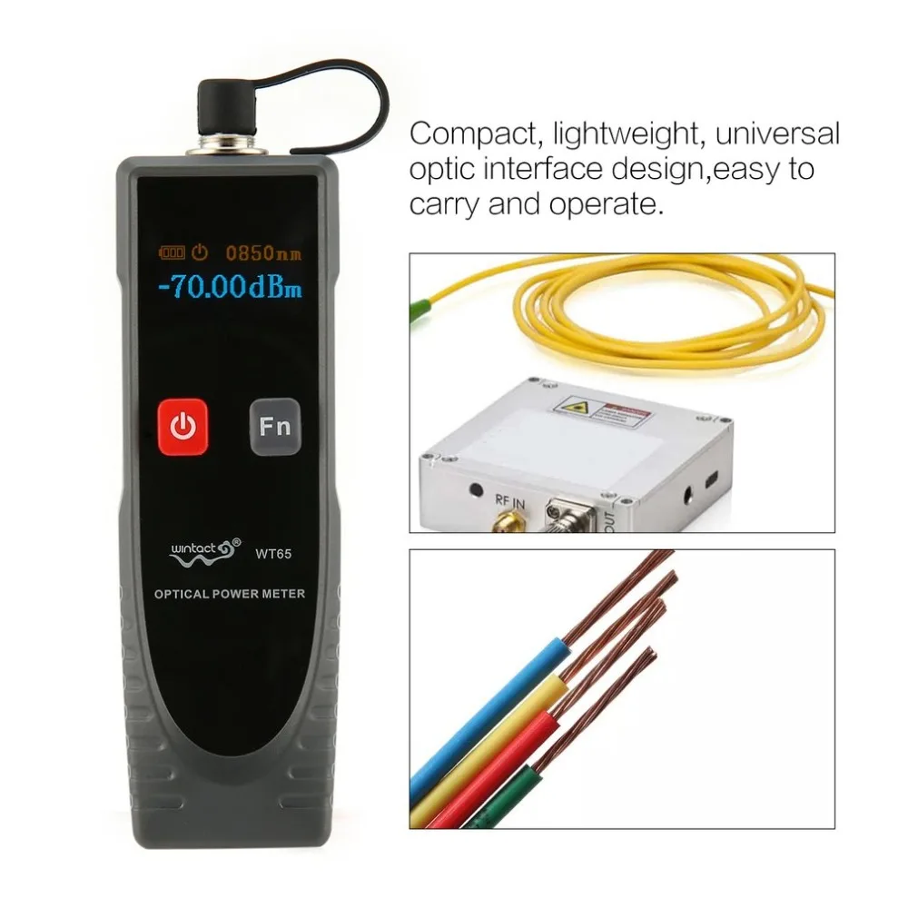 WINTACT WT65 Digital Fiber Optic Power Meter Handheld Network Cable Tester Mini Fault Locator FTTH Tool -70-6dBm | Инструменты