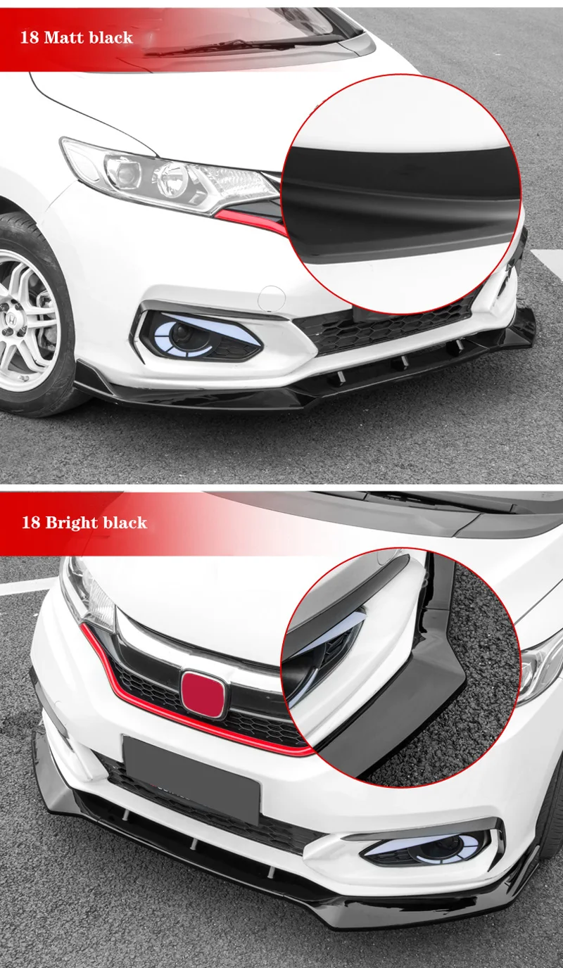 3 шт., АБС/углеродное волокно, передний бампер для Honda FIT, автомобильная внешняя модификация