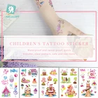 Тату-наклейки Rocooart в виде замка для детей, милая ненастоящая детская татуировка, карамельные леденцы, боди-арт, водостойкие временные тату-наклейки