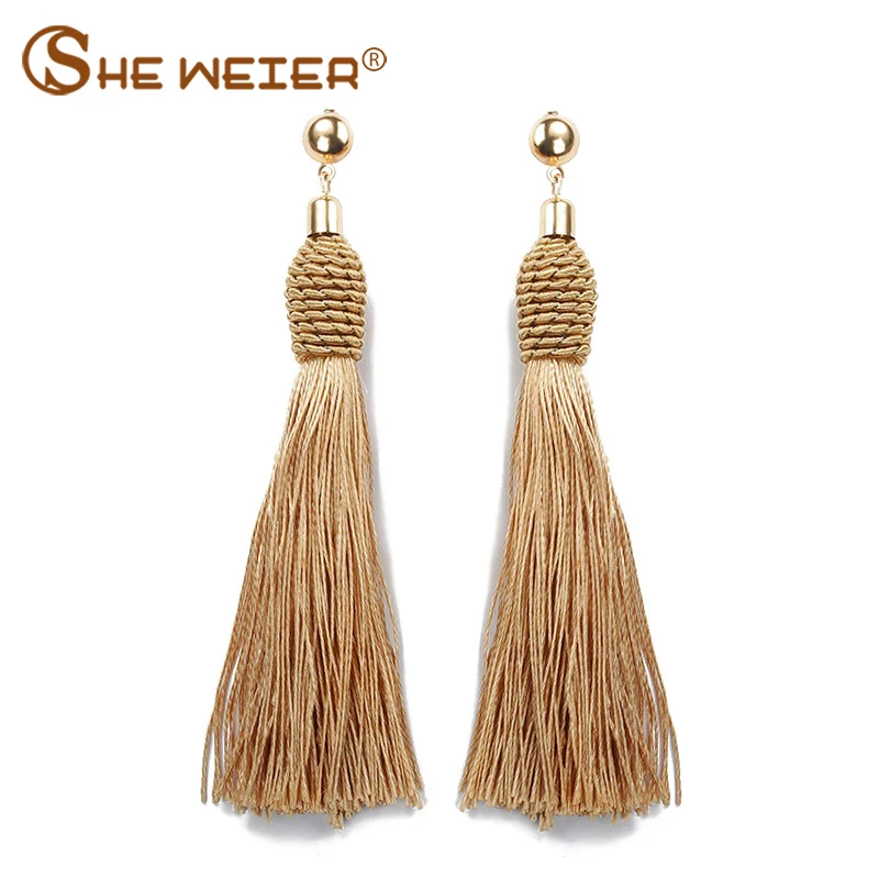 SHE WEIER Tassel Earrings for women bohemian earrings 2018 vintage long drop brincos ethnic earings fashion jewelry oorbellen | Украшения и